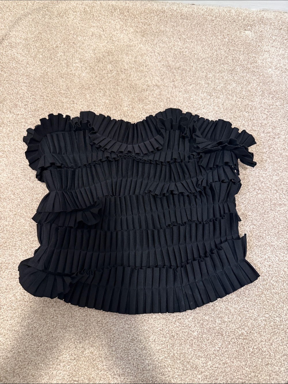 Anthropologie Black Ruffled Strapless Camisole